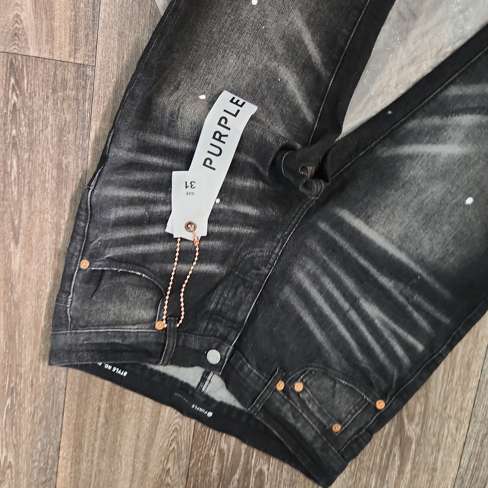 Purple Men's Faded Black Skinny Jeans